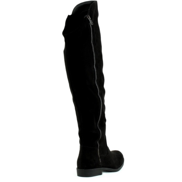 Over the Knee Black Suede Boots - Picture 2 of 4
